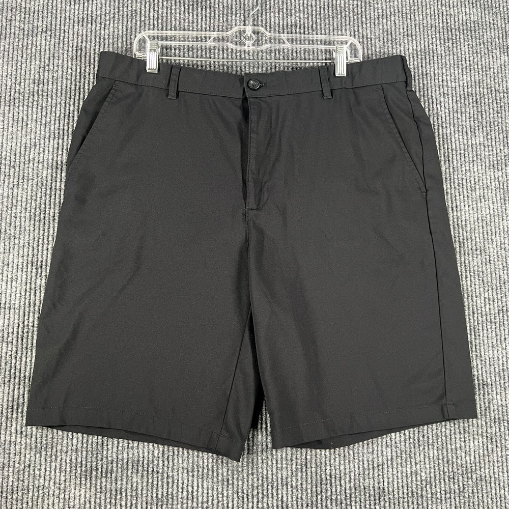IZOD Mens Shorts 38 Black Golf‎ Chino 9" Inseam Outdoor Hiking Walking Pockets